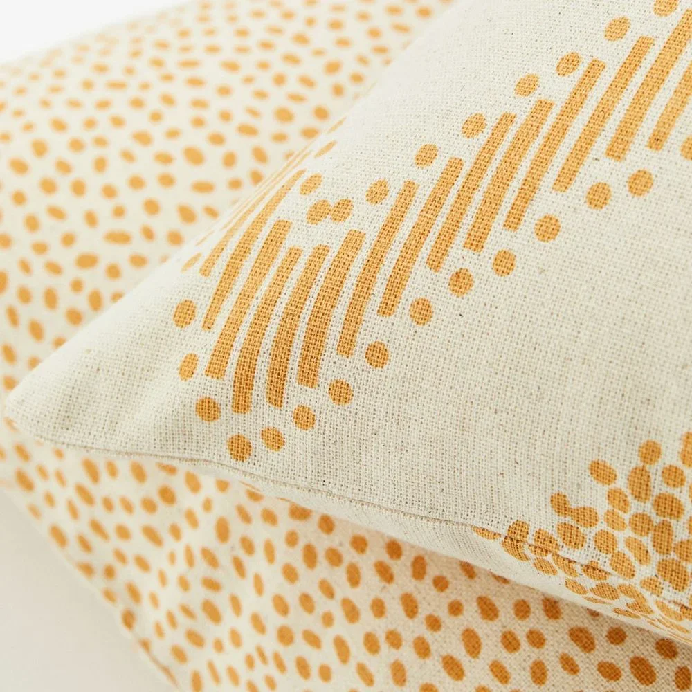 New West Elm (Set of 2) Yellow & White Boho Throw Pillow Cover Case 20